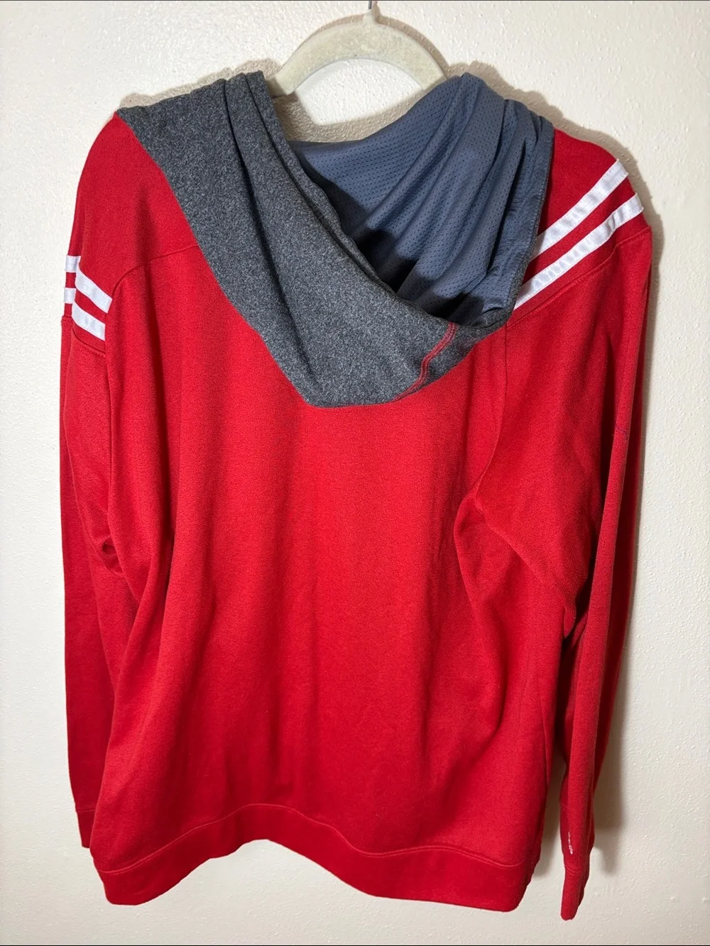 adidas Gray & Red Hooded Zip Pullover with Chest 'W' Logo